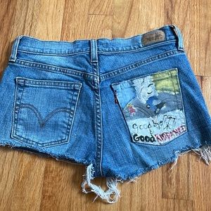 ONE OF A KIND LEVI SHORTS (custom painted JUICE WRLD pocket)